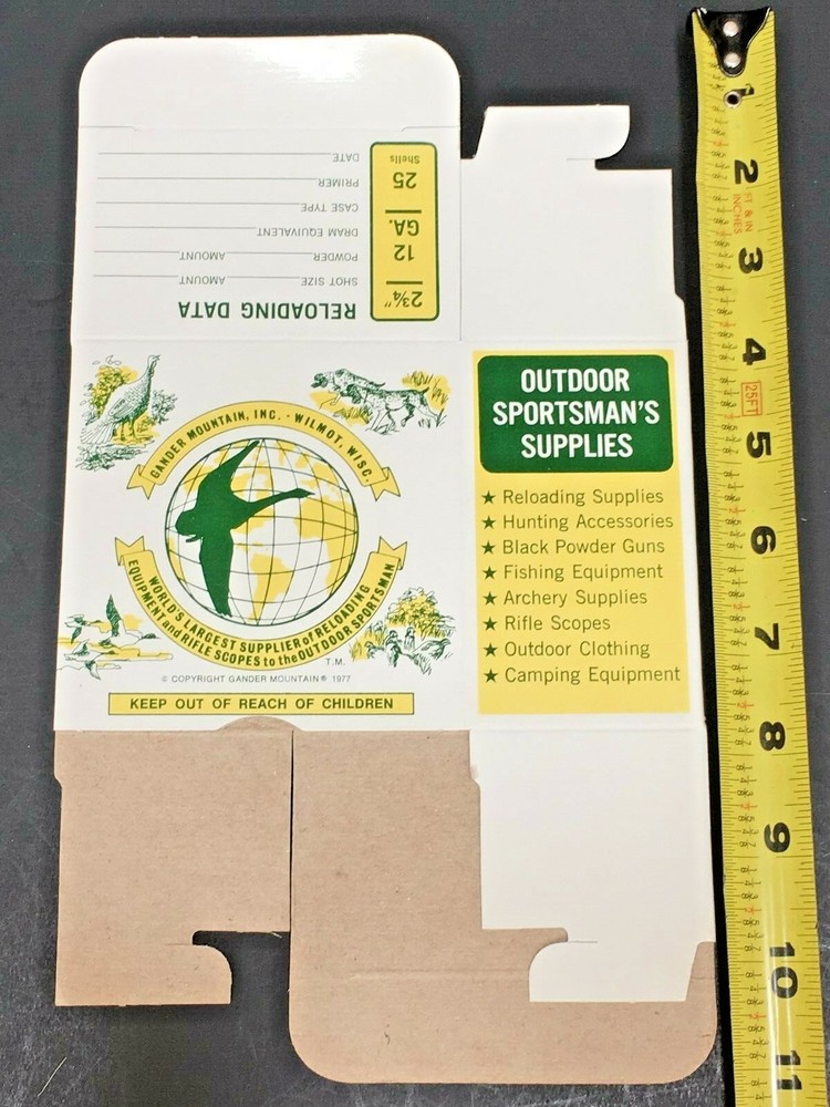 Gander Mountain Empty 12ga Reloading Box Unused 1977 issue