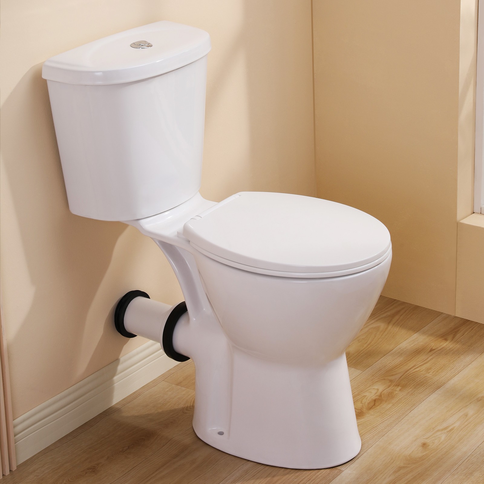 19 Inch Tall Toilet Rear Discharge Toilet with Dual Flush 1/1.6GPF for Seniors