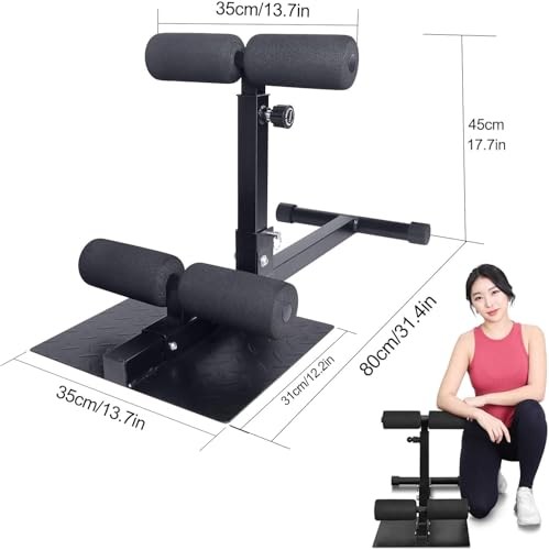 Sissy Squat Machine Adjustable Height, Protective Foam Thick Steel Black & Red