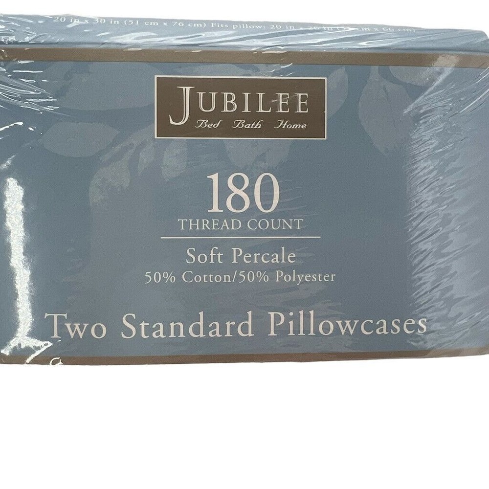 Jubilee 180 Thread Count Soft Percale Two Standard Pillowcases Cotton Polyester