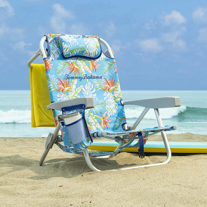 2-Pack Tommy Bahama Beach Chair Lay Flat, Reclining, Adjustable, Storage, NEW
