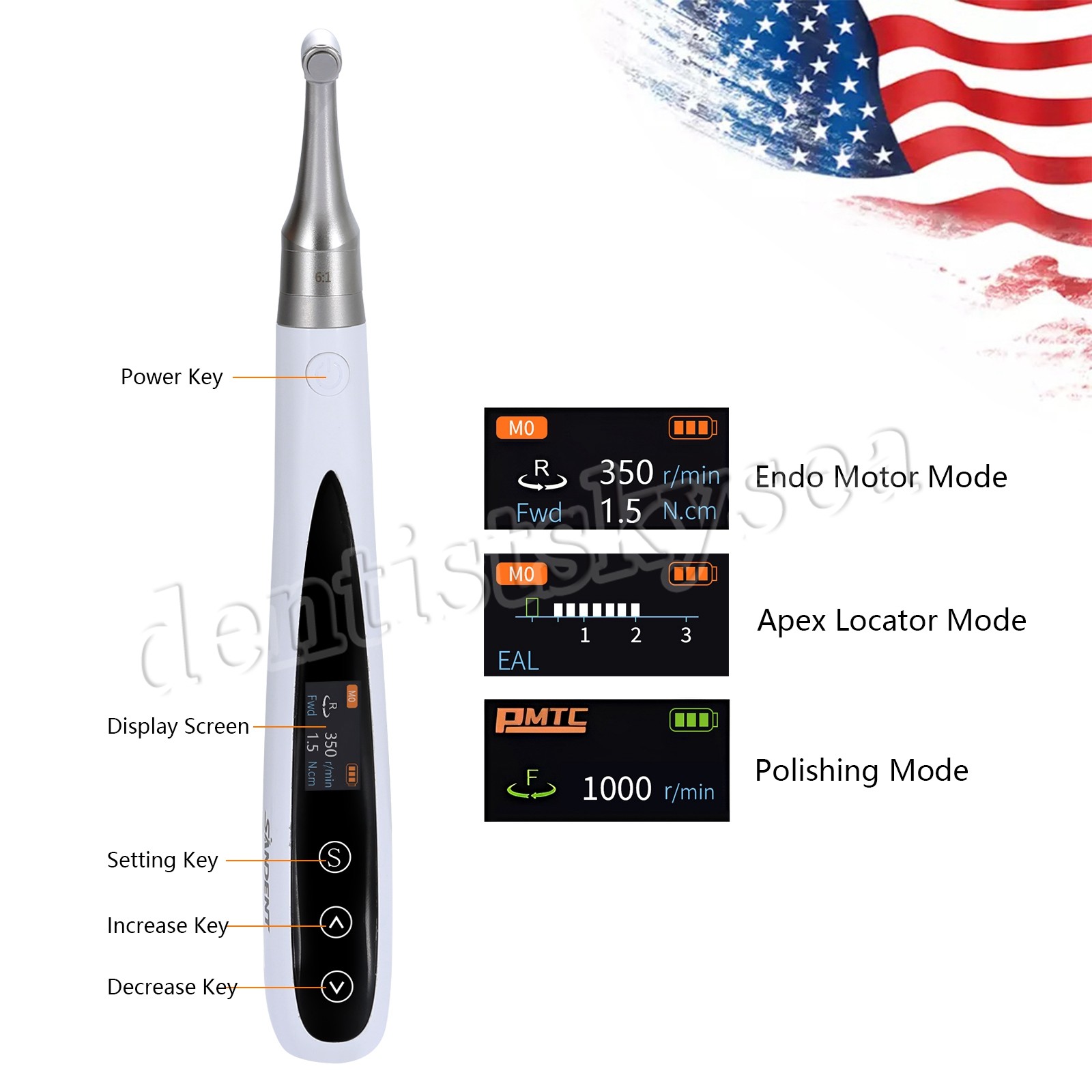 Dental 3in1 Endo Motor Apex Locator/Endo Heated Pen Obturation System Heated Tip