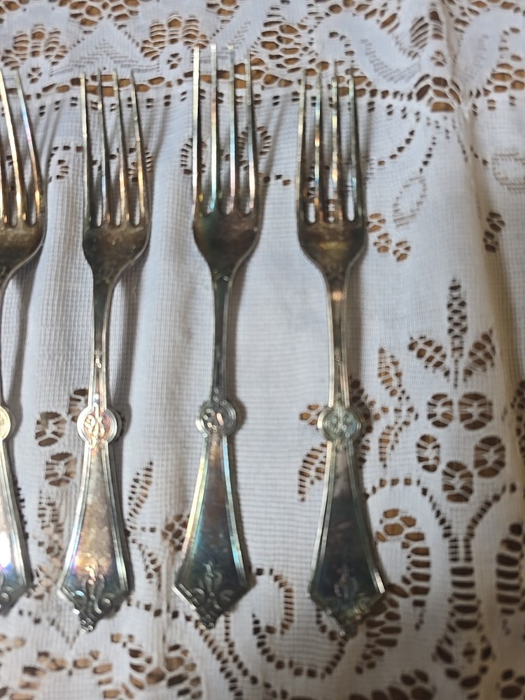 Antique Hall & Elton Silverplate Flatware Circa 1877 - 6 Dinner Forks