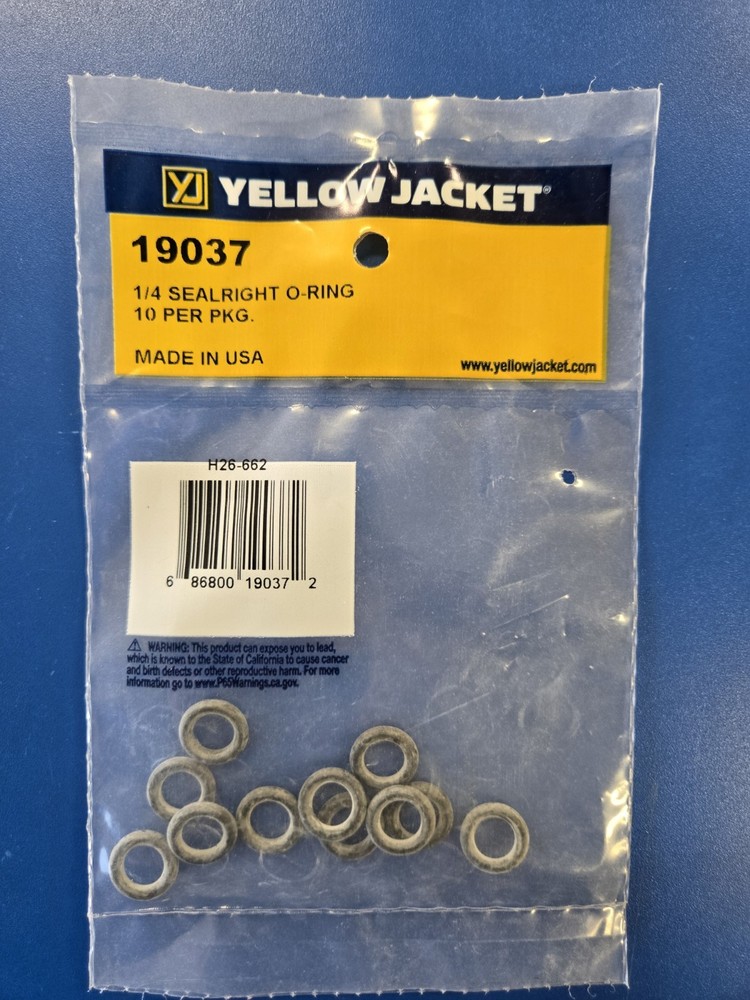 YELLOW JACKET  - 1/4" SEALRIGHT O-RING - 10 PER PKG. - 19037