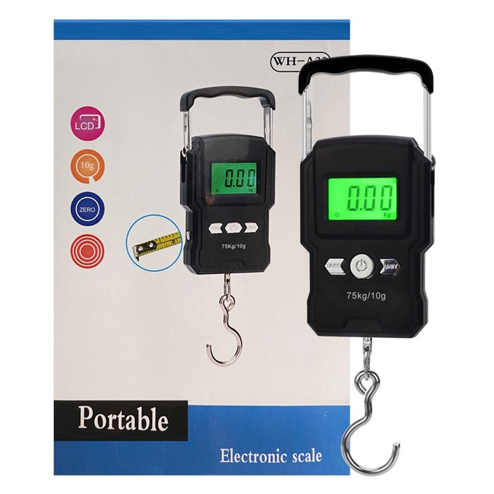 Fishing Electronic Digital Scale with Retractable Handle 10g 75kg Range