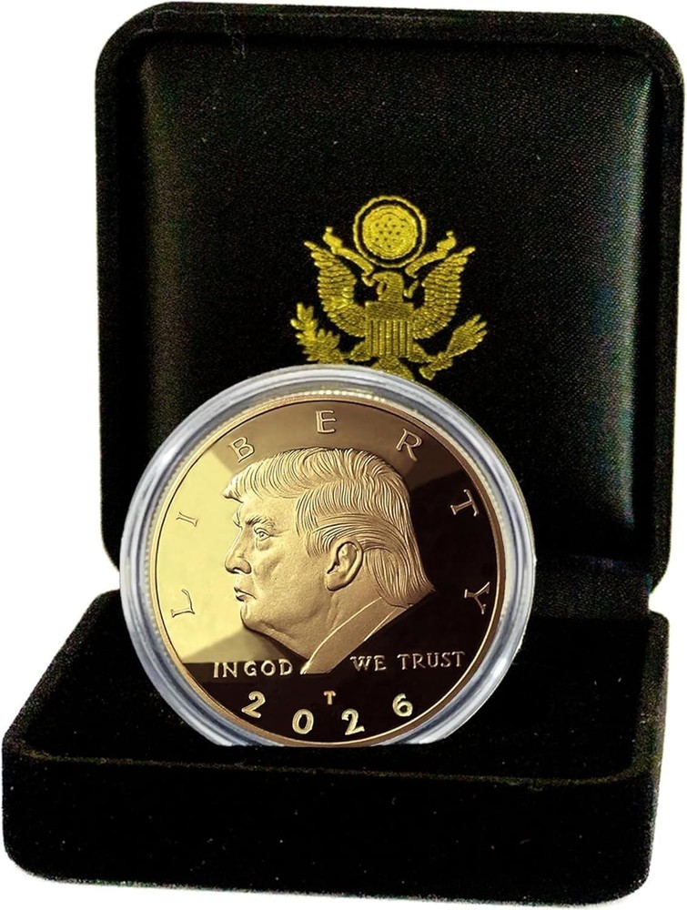 Authentic 2026 Trump Gold Coin with Velvet Case