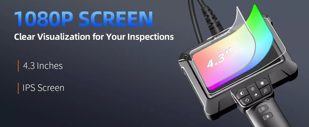 Waterproof Inspection Camera Borescope Pipe Plumbing Duct Snake Camera w/ Light