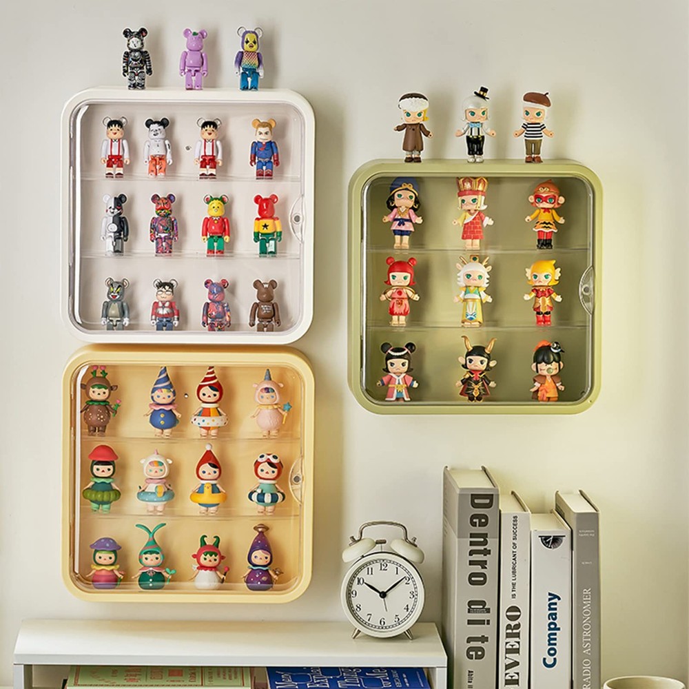 Wall Mount Display Case for Figures - Space Saving & 11x11x3in, Clear