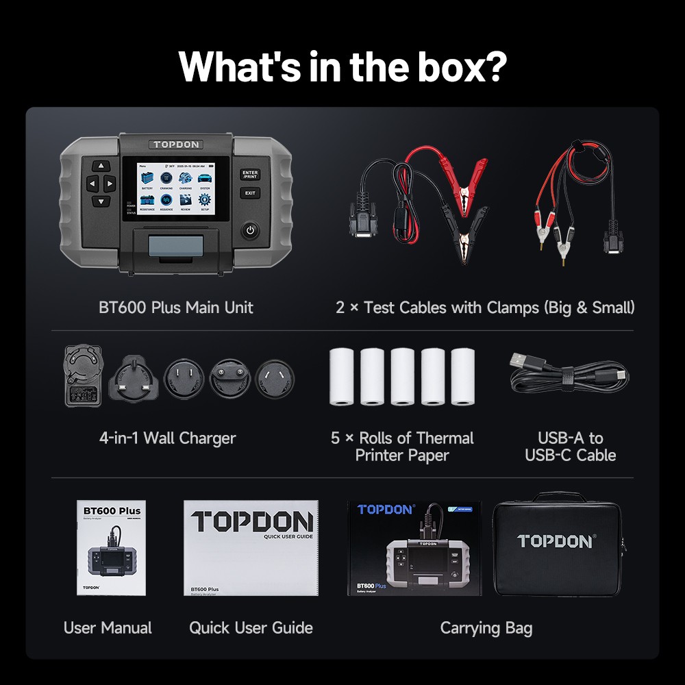 🔥TOPDON BT600 Plus Car Battery Tester Battery Analyzer with Built-in Printer