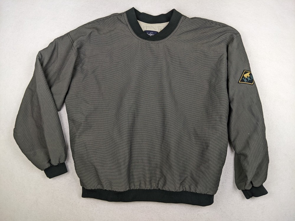 JACK NICKLAUS Men's Golf Windbreaker Jacket Size L Beige Black Striped Pullover