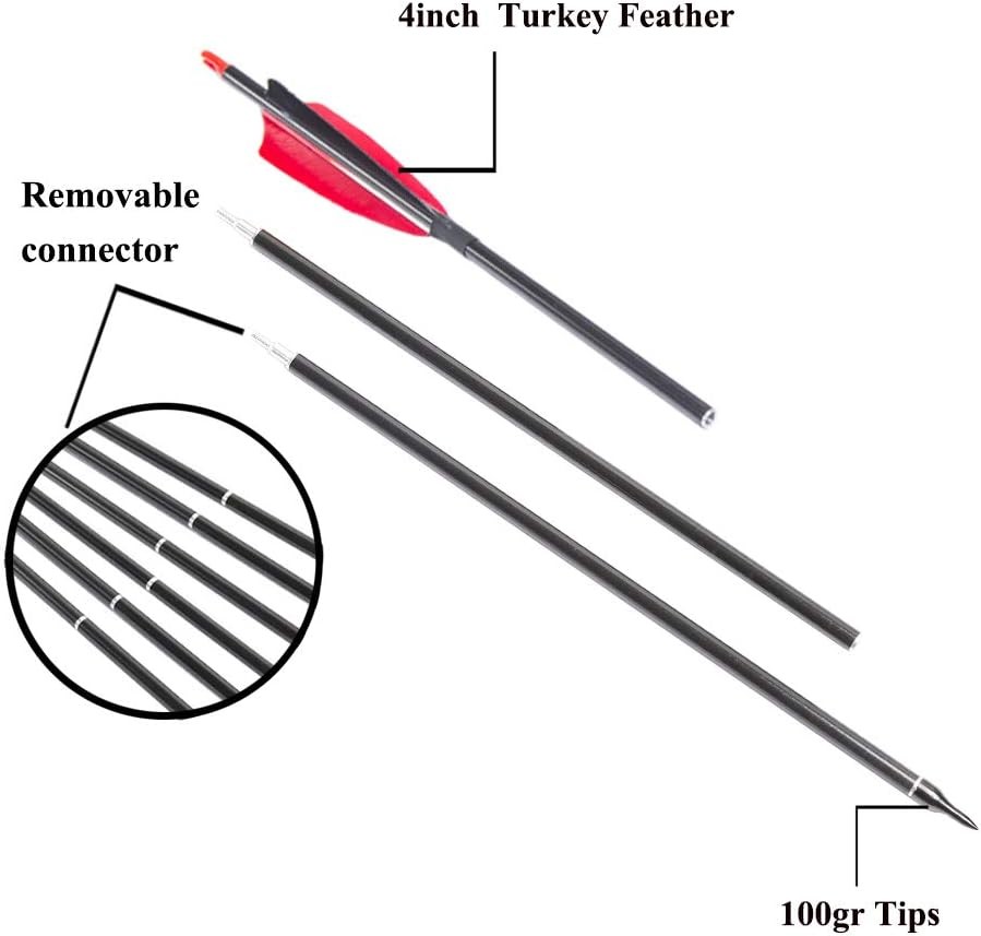 Linkboy Archery Carbon Arrows 3 Take Down Hunting Three Arrow
