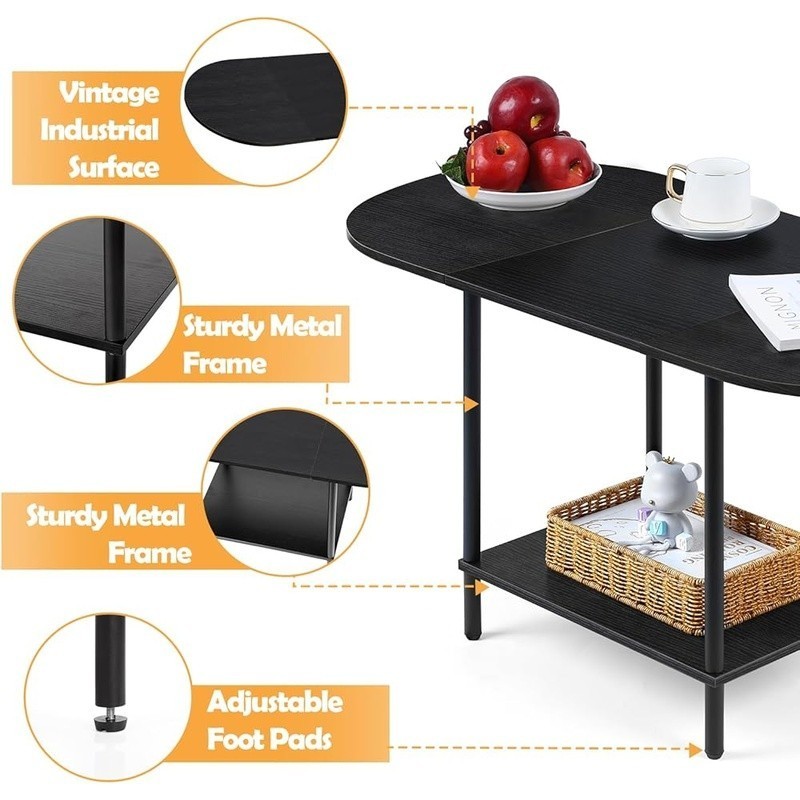 Multi-Functional Rustic Coffee Table W/ Storage Small Spaces Easy Assembly New