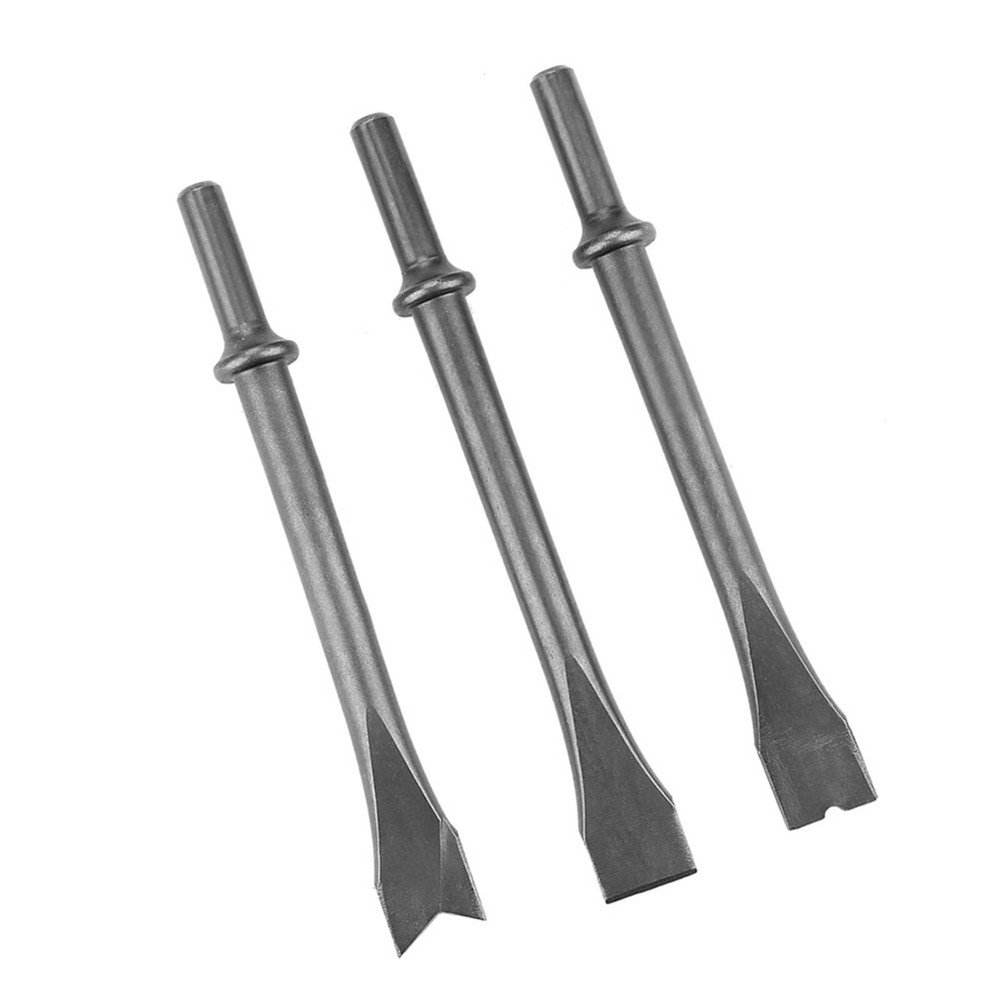 3pcs Air Hammer Chisel Set Extra Long Round Shank Pneumatic Hammer Bit Set