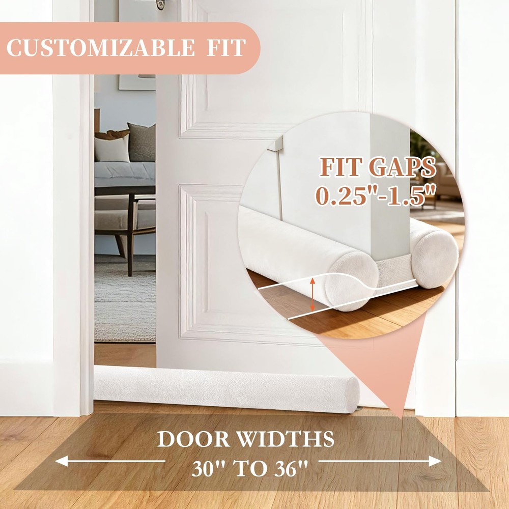 Adjustable Under Door Draft Stopper, 30"-36" Double Side Block Design, Windpr...