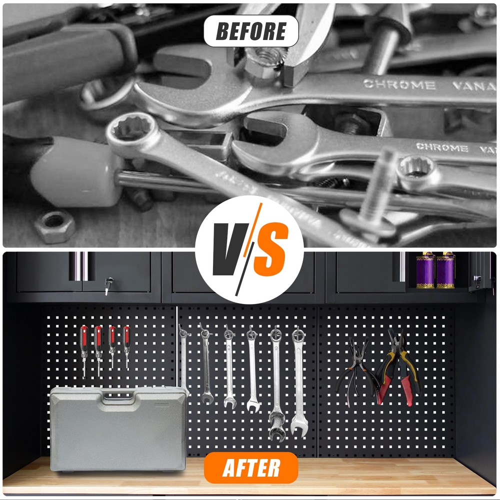 Garage Storage Cabinet 12Pcs Workshop Set Storage System W/ Pegboard Tool