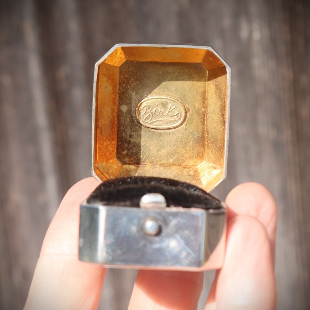 Antique Birks Canada Sterling Silver Ring Presentation Box Engraved 'Adele'