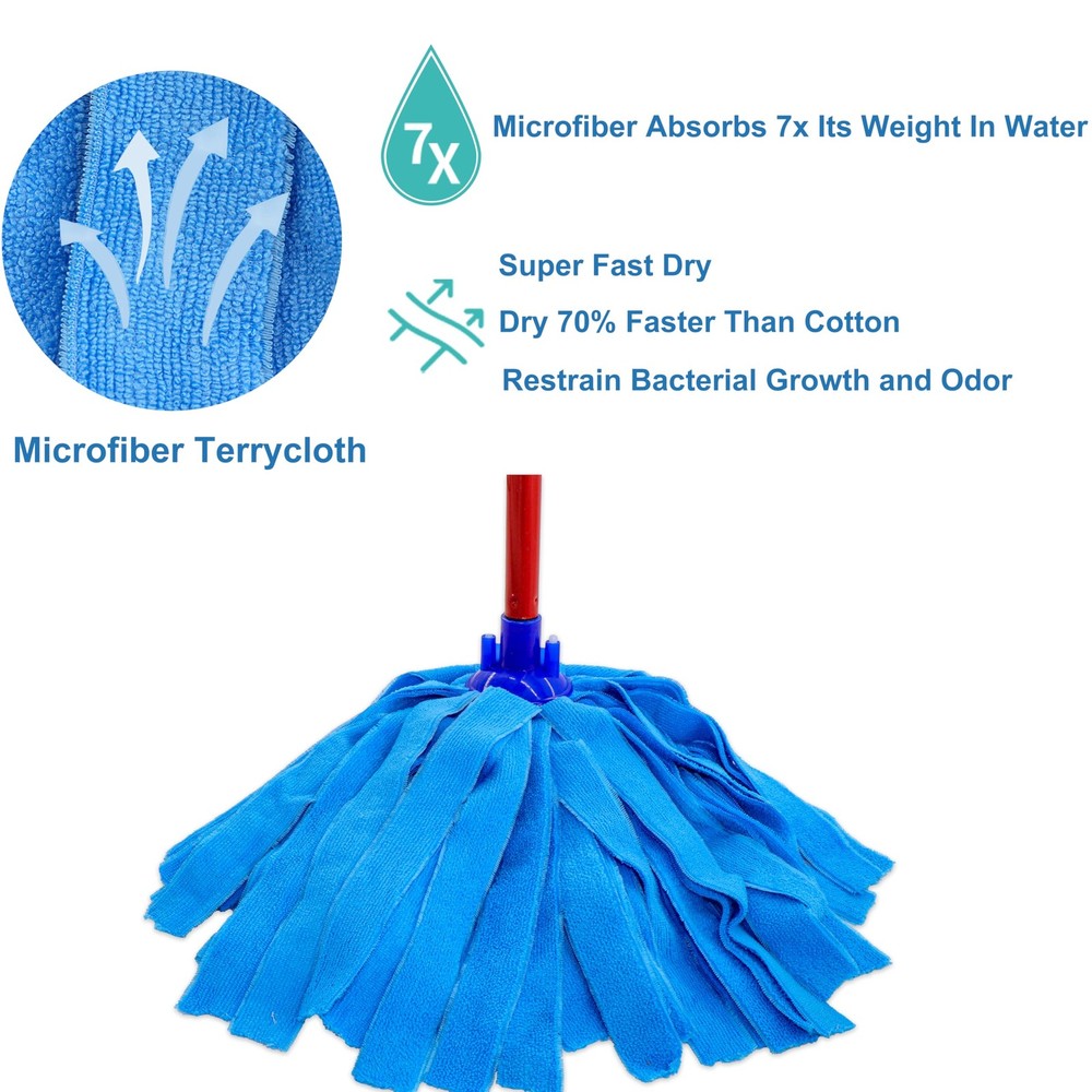 Microfiber Cloth Mop Head , String Mop Refills Screw onto All Standard Thread...