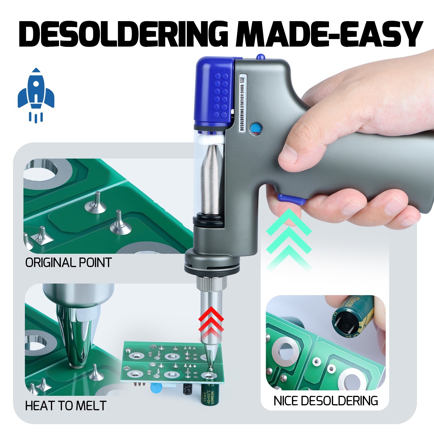 WEP 110W Desoldering Station Vacuum Sunction Tin Gun For Multi-Layer Board