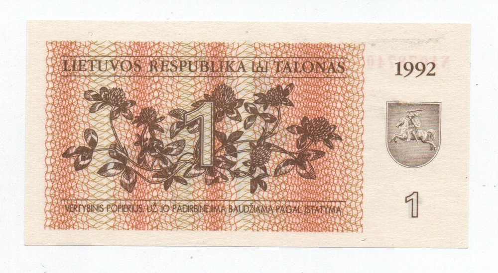 LITHUANIA 1 TALONAS 1992 PICK 39 UNC