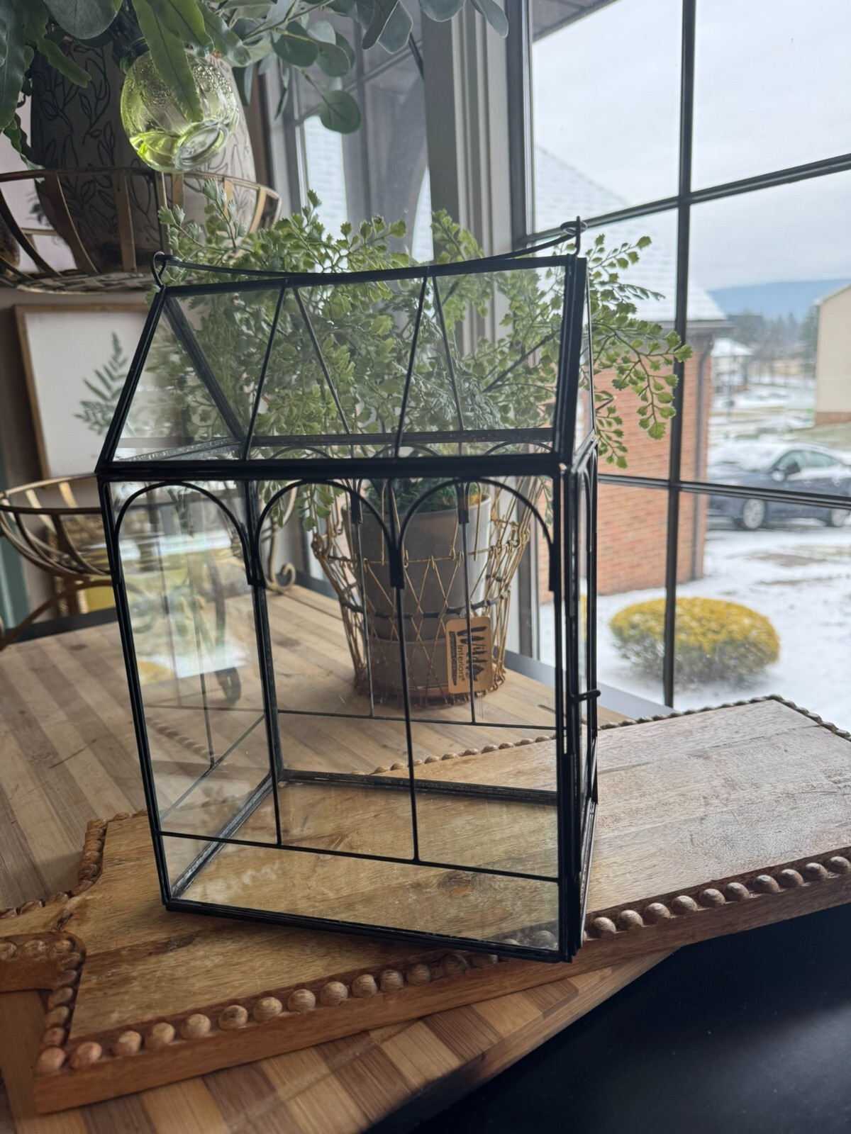 Antique Terrarium Glass w/ Metal Wardian Case Plant Container Miniature Garden