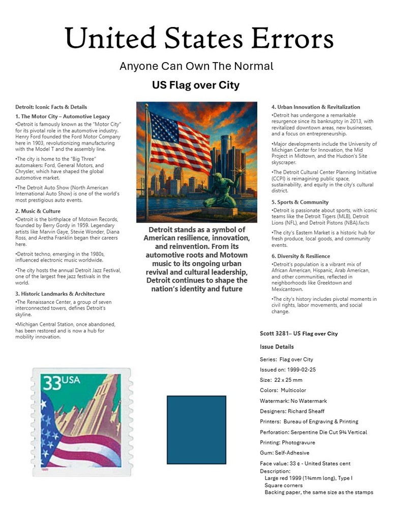 Centsational Custom Presentation Panel For Error SN 3281 - 8.5” X 11”