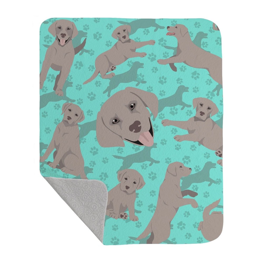 Grey Labrador Retriever Quilted Blanket 50x60 Artwork Pattern Quilted Throw
