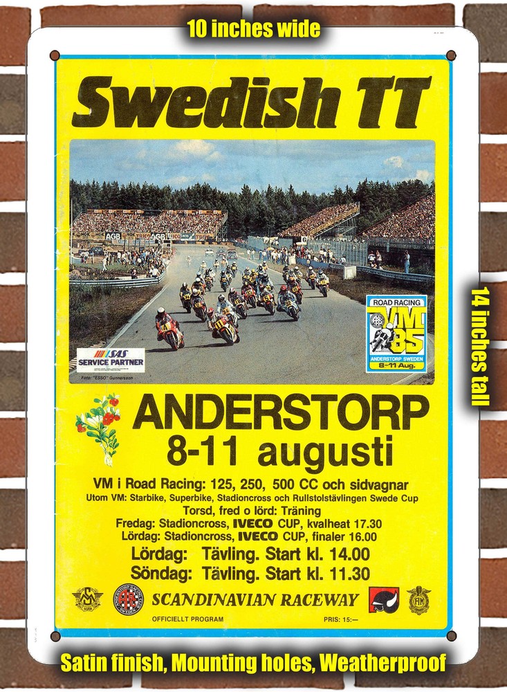 Metal Sign - 1985 Anderstorp Raceway Racing Program - 10x14 inches