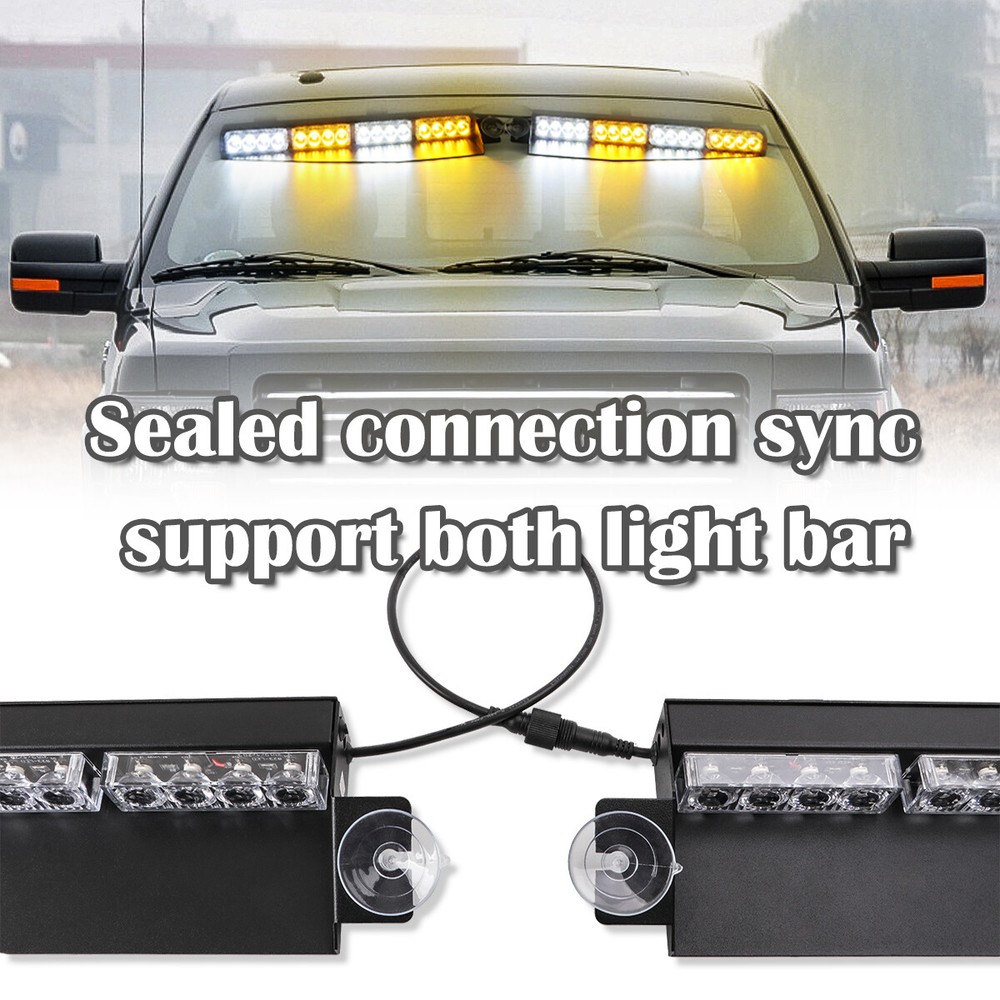 32 LED Emergency Strobe Lights Visor Safety Warning Hazard Dash Windshield Light