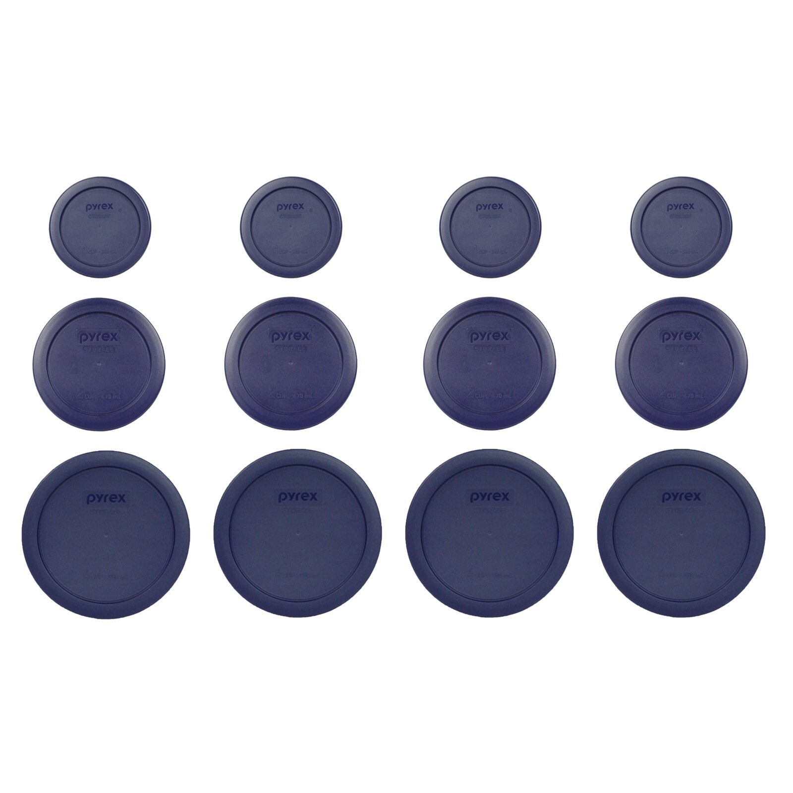 Pyrex (4) 7200-PC (4) 7201-PC (4) 7202-PC Blue Plastic Storage Lid Cover Set 4PK