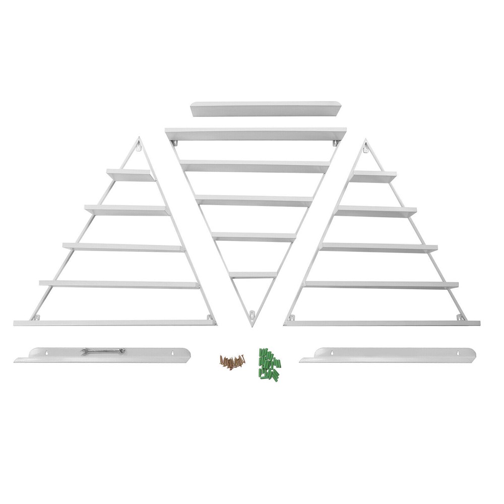 5-Tier Wall-Mounted Triangle Nail Polish Display Rack Set - White