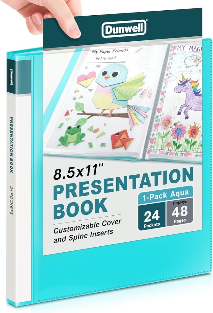 Customizable Aqua Document Binder with 24-Pockets for Professional Presentations