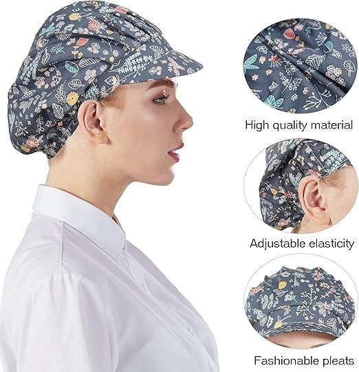 3pcs Chef Hats for Women Men Chef Caps Work Hats Kitchen Cooking Bakers Hat f...