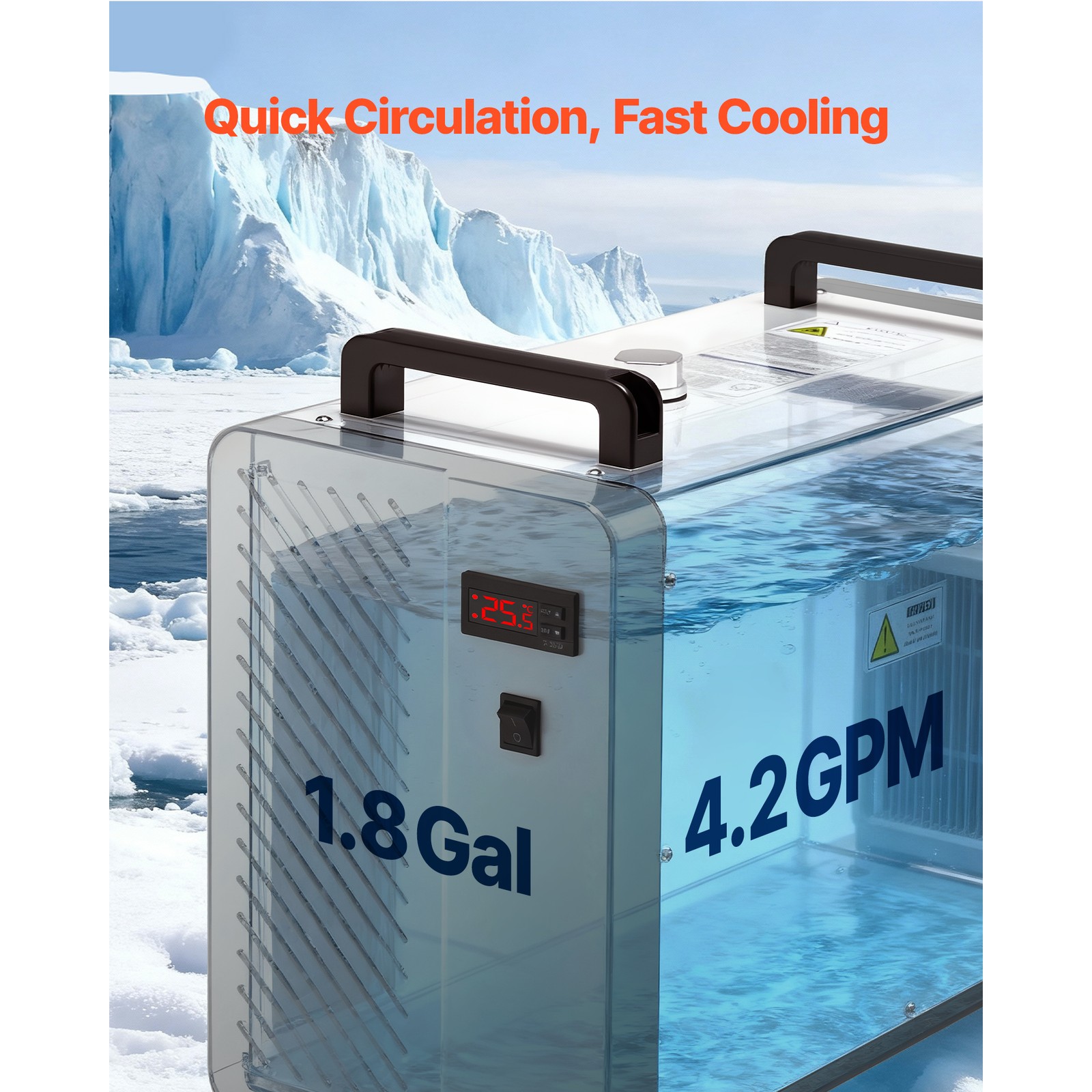 Uimoso Industrial Water Chiller 5460BTU/h Cooling System with Compressor 4.2 GPM