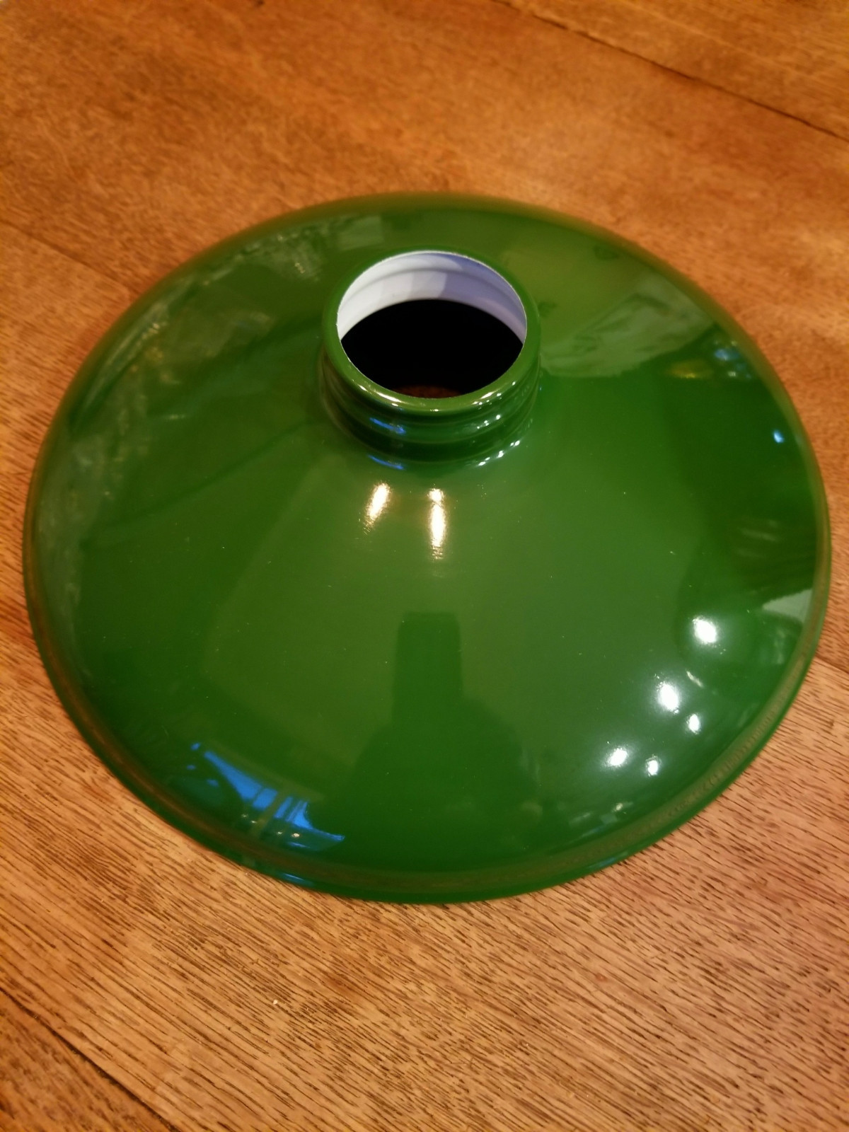 Green Porcelain Enamel Shade: 10" Rounded Metal, 2-1/4" fitter Benjamin Pendants