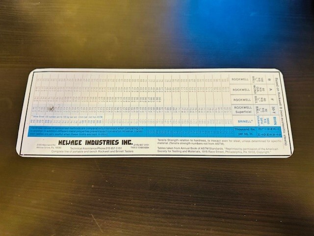 Newage Industries Hardness Conversion Chart