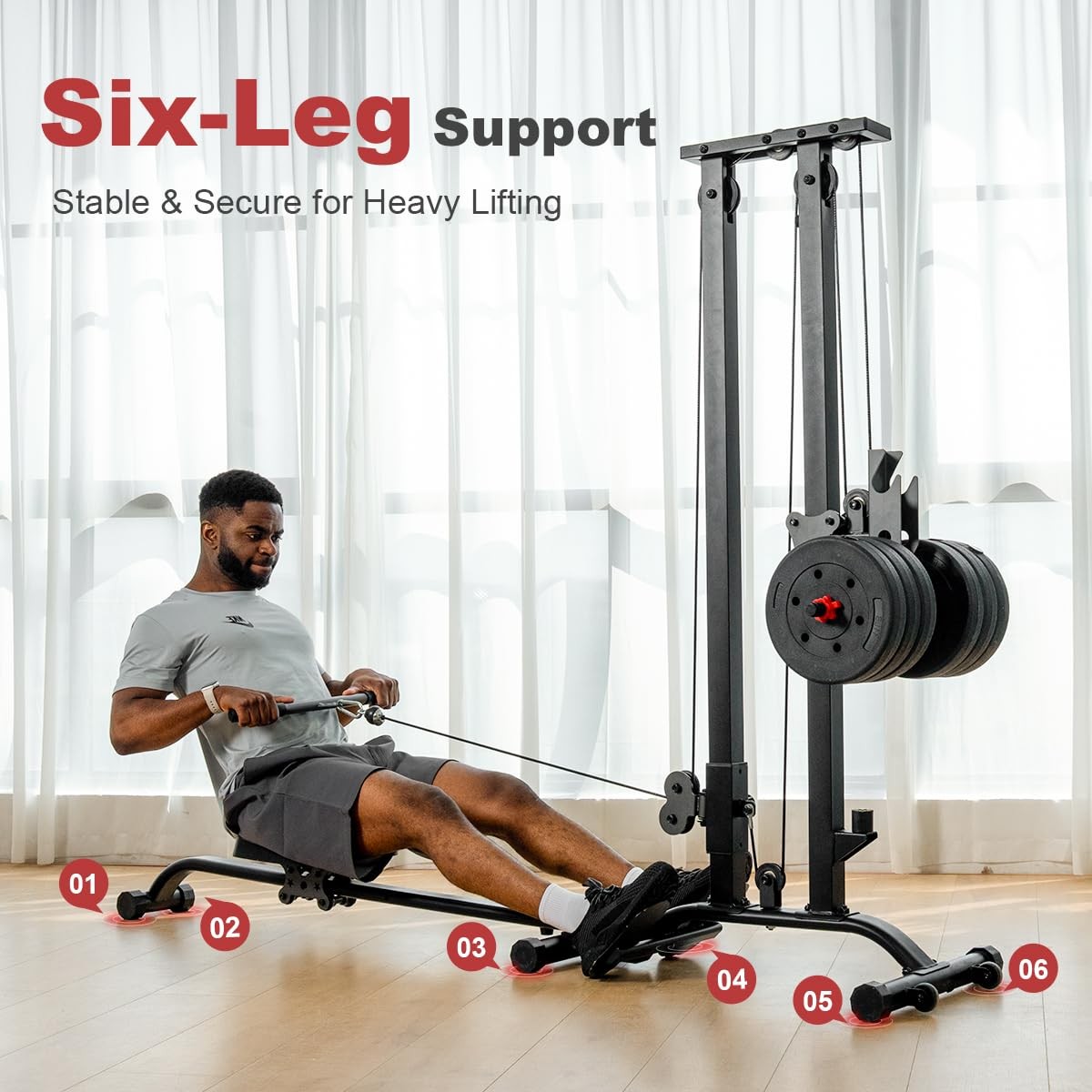 Cable Machine Home Gym CR63,330 Lbs Plates Loaded Cable Crossover,Functional