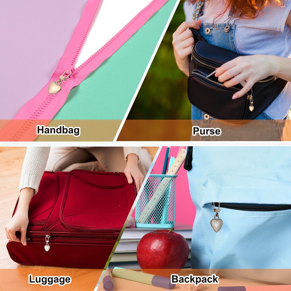 Zipper Pull Charm 10 Pcs Heart Shape Zipper Pull Replacement, Copper Tone