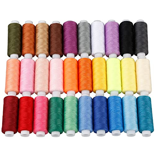 Sewing Threads Kits, 30 Colors Polyester 250 Yards Per Spools for Hand Sewing