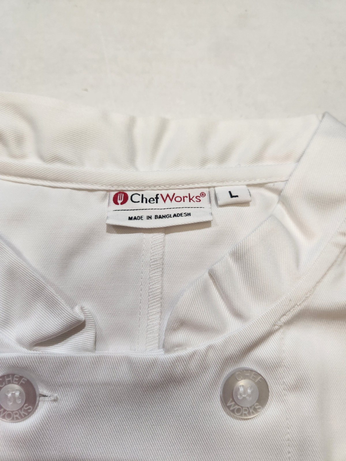 Chef Works Double Button Front White Chef's Jacket Shirt L New