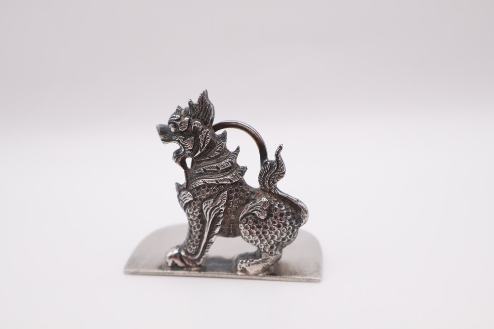 Vintage Solid Silver Chinese Style Menu Holder