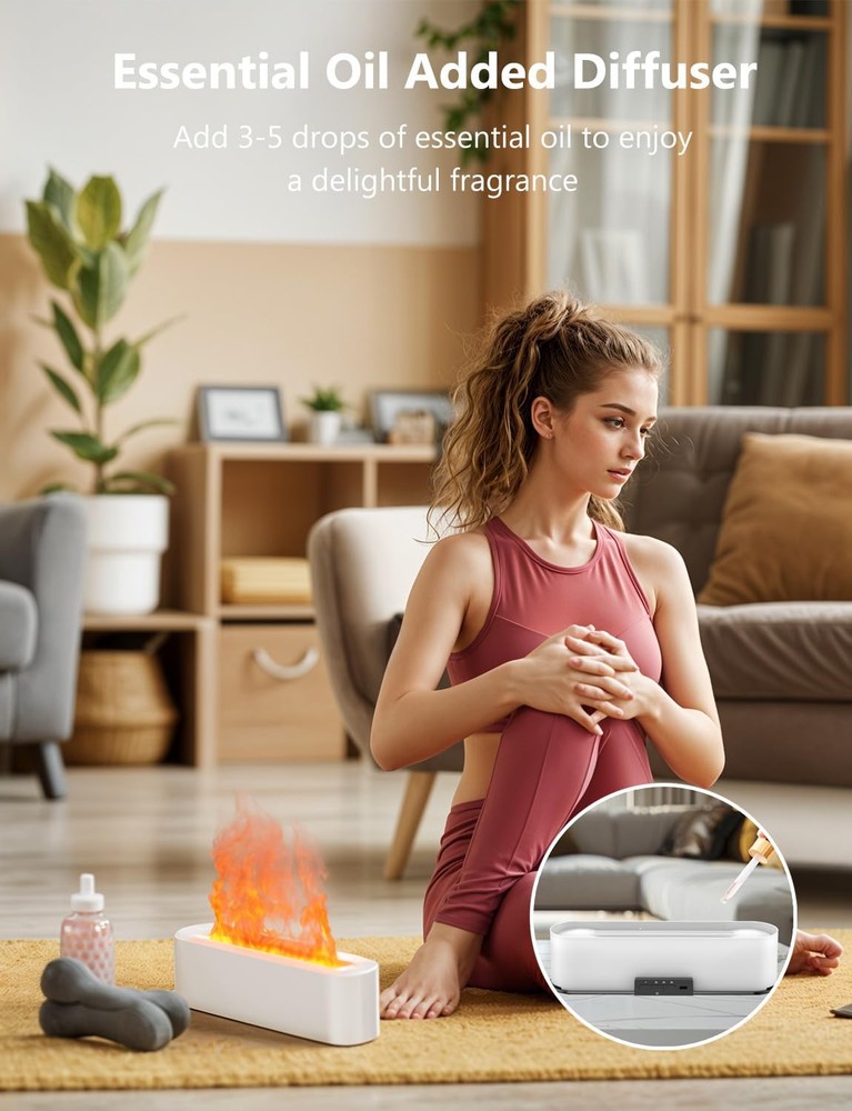 Flame Air Diffuser, Humidifier, Essential Oil Diffuser - 7 6.2 fl.oz, Black