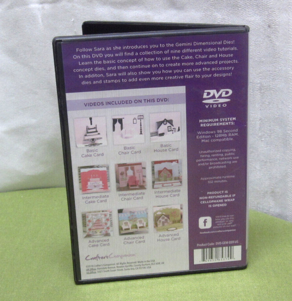 CRAFTERS COMPANION Dimensional Dies tutorial PC CD-Rom Gemini Foilpress 2018