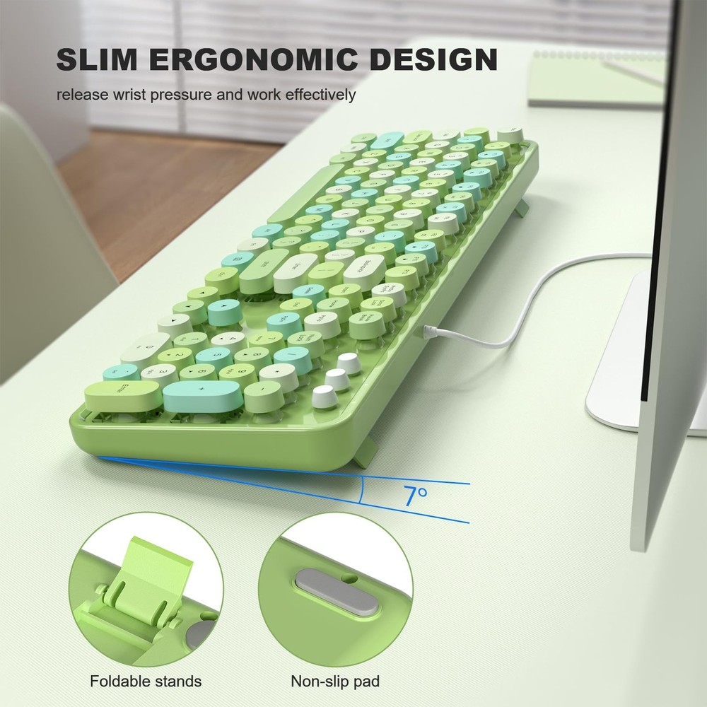 Computer Keyboard Wired, Typewriter Style, Plug Play USB Keyboard with Large ...