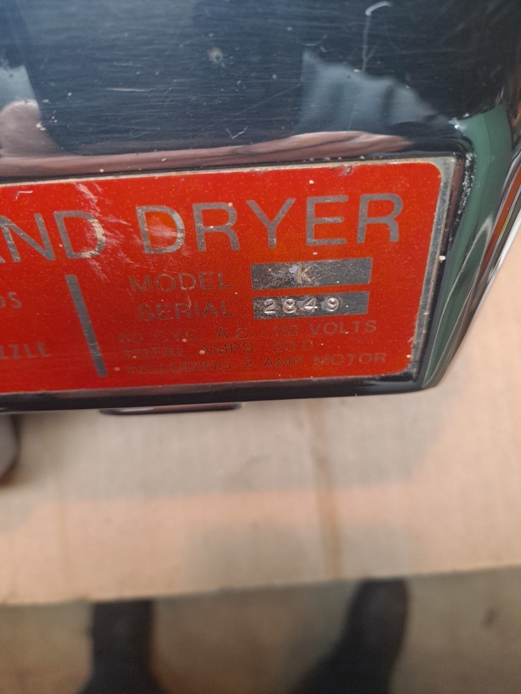 MOORE-DRI HAND DRYER, Mod.K, 110-120V, CHROME, WORKING, NOS