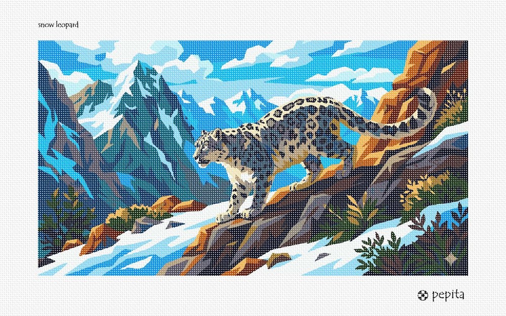 Snow Leopard Needlepoint Kit or Canvas