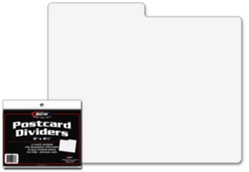 Lot /100 BCW White Plastic Postcard / 4x6 Photo Dividers - 6 x 4 with 3-1/2" tab