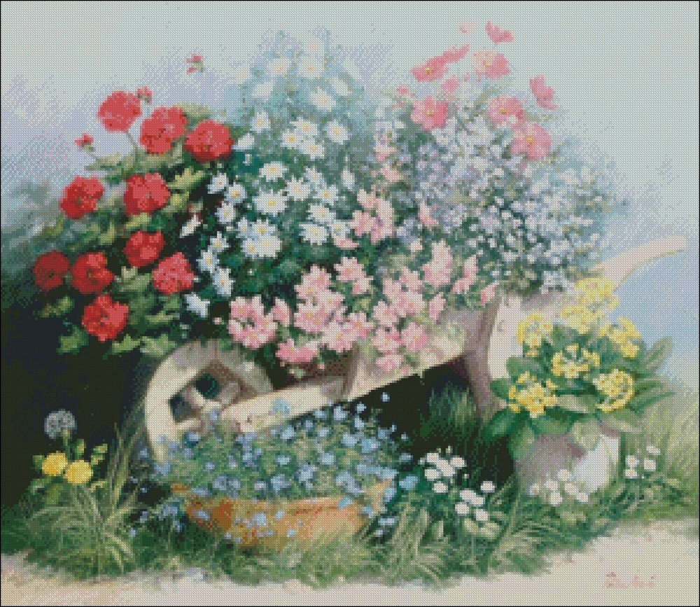 Chart Needlework Crafts DIY - Counted Cross Stitch Patterns - Flower Parade