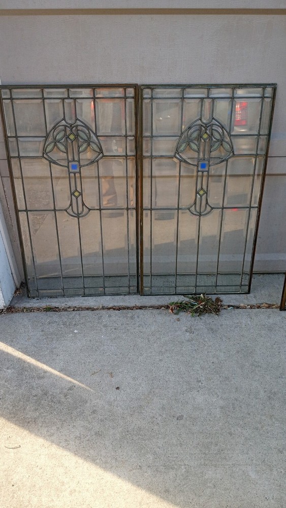 FINE STAIN GLASS BEVELED WINDOWS [set of 3]