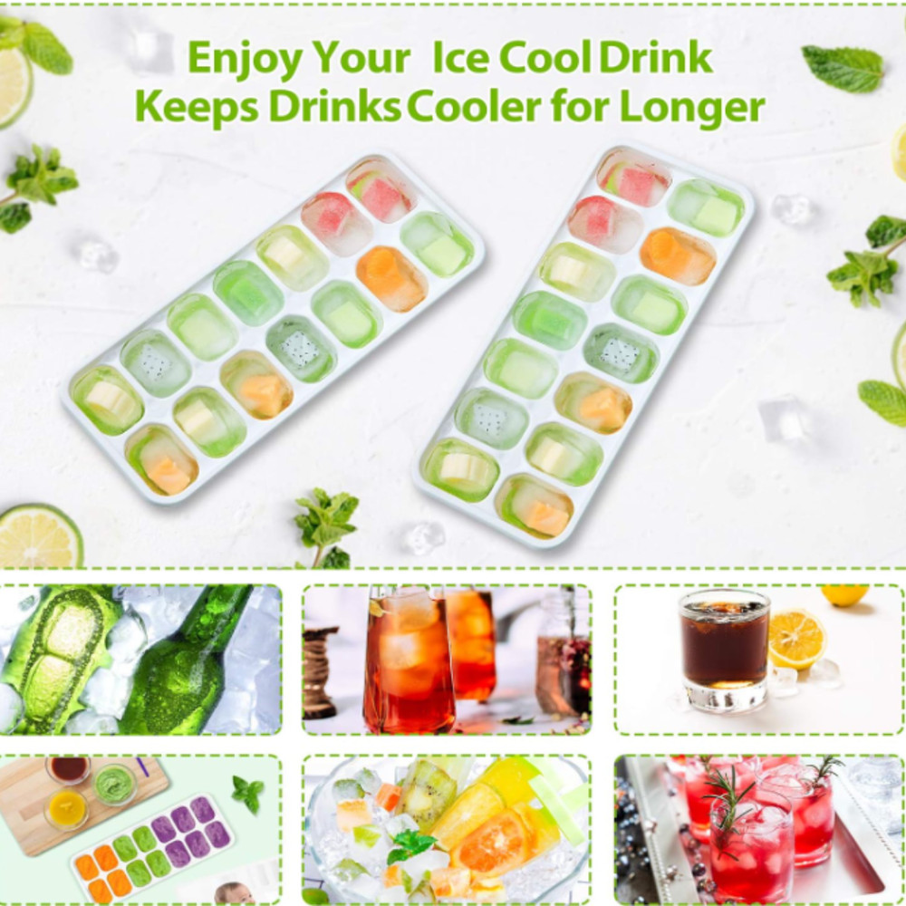 Ice Cube Trays with Lids 4 Pack Stackable Silicone Easy Release