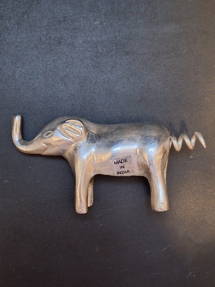 Vintage Elephant Figural CORKSCREW Silverplate Republicans Political Bar Ware